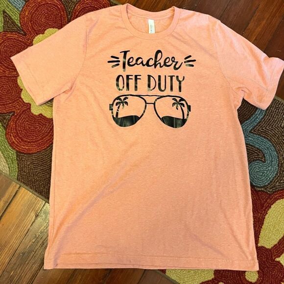 Bella Canvas Tops - NEW Canvas "Teacher Off Duty" XL T-Shirt Short Sleeved Black & Pink NEW